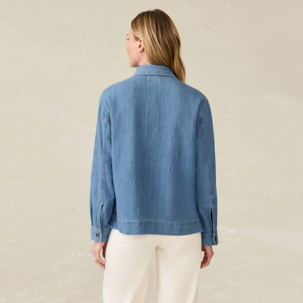 Faherty Linen Denim Oceanview Blouse Sz S - Picture 2 of 9